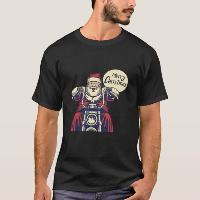 Camiseta Santa Claus Ride Motocicleta Moderna (Anverso)