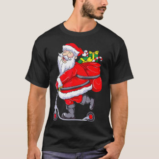 Camiseta Santa Claus Riding a Push Scooter Funny Christmas