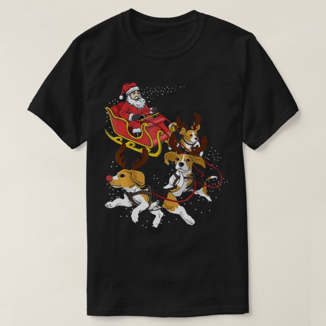 Camiseta Santa Claus Riding Beagle Dog Reindeer Merry Chris (Diseño del anverso)