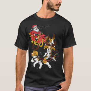 Camiseta Santa Claus Riding Beagle Dog Reindeer Merry Chris
