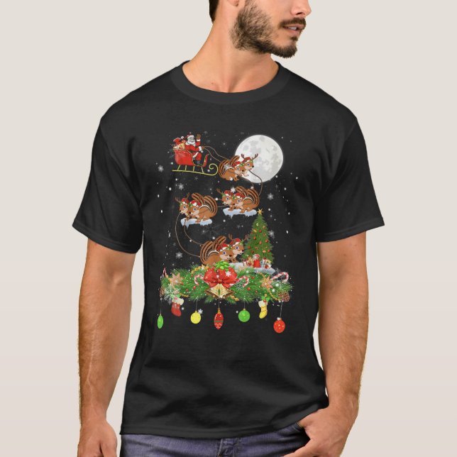Camiseta Santa Claus Riding Chipmun Reindeer Sleigh Xmas Da (Anverso)