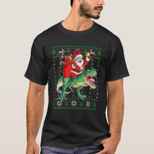 Camiseta Santa Claus Riding Dinosaur Rex Christmas