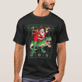 Camiseta Santa Claus Riding Dinosaur Rex Christmas
