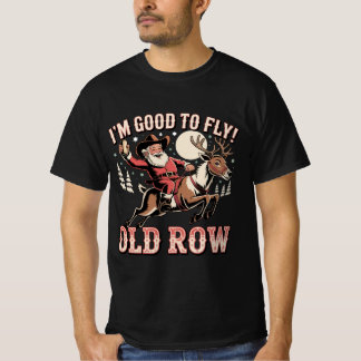 Camiseta Santa Claus riding reindeer I’m good to fly pocket