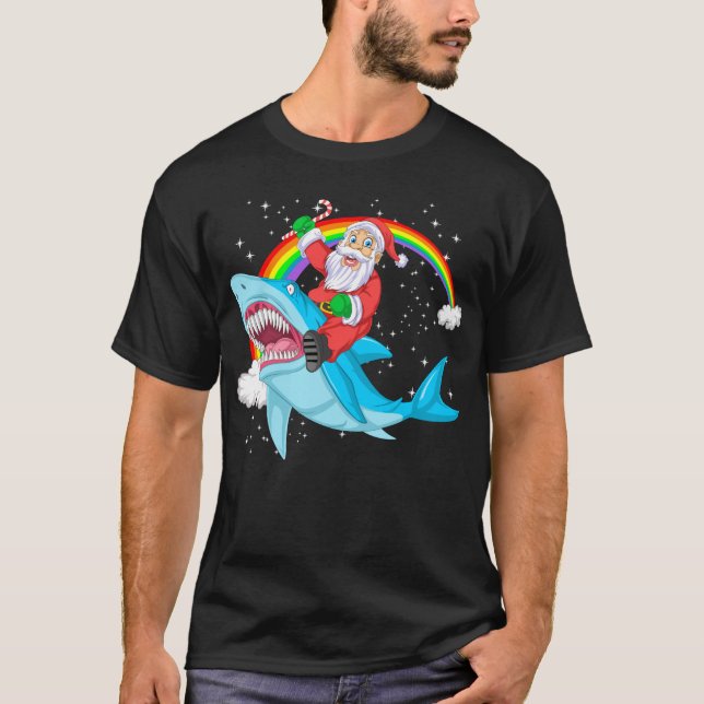 Camiseta santa claus riding shark christmas (Anverso)