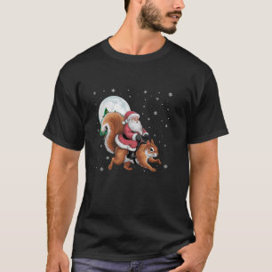 Camiseta Santa Claus Riding Squirrel Gracioso Árbol de Navi
