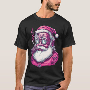 Camiseta Santa Claus rosa de la vieja época retro Fumar Wee