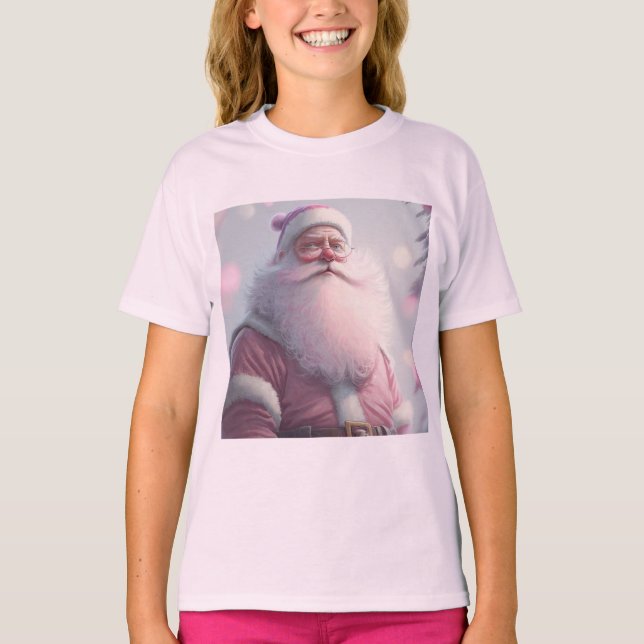 Camiseta Santa Claus Rosa Retro Vintage (Anverso)