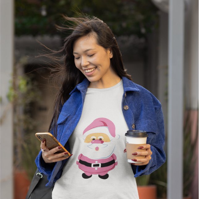 Camiseta Santa Claus rosa y lindo y cita personalizado (Subido por el creador)