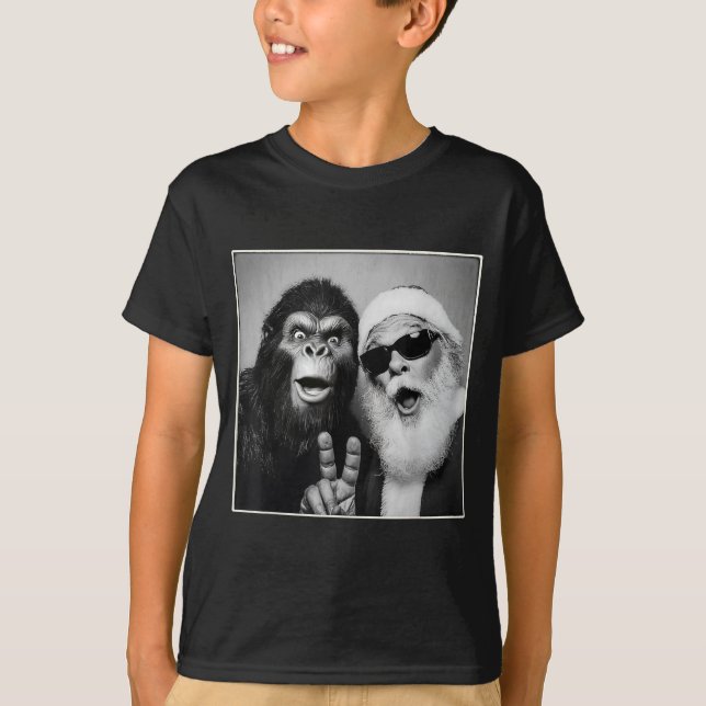 Camiseta Santa Claus Selfie Bigfoot Christmas Funny Sasquat (Anverso)