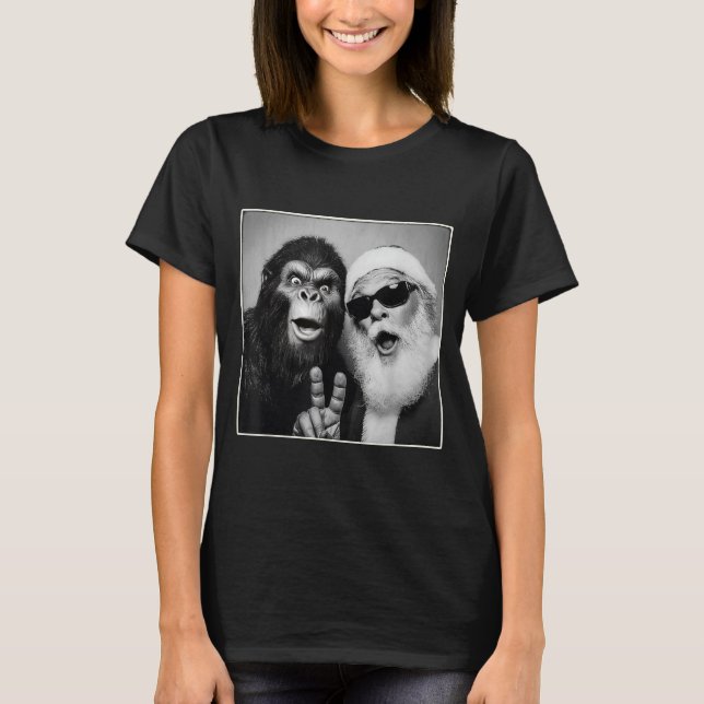 Camiseta Santa Claus Selfie Bigfoot Christmas Funny Sasquat (Anverso)