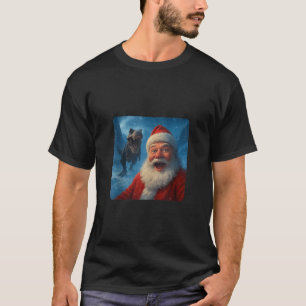 Camiseta Santa Claus Selfie T Rex Dinosaur Chase Funny Humo