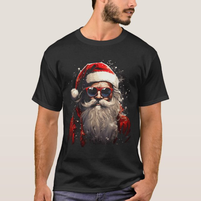 Camiseta Santa Claus Silhouette Christmas Sungles Caricatur (Anverso)