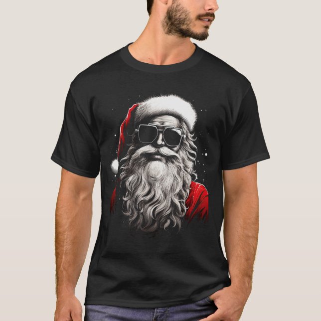 Camiseta Santa Claus Silhouette Christmas Sungles Caricatur (Anverso)