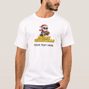 Camiseta Santa Claus Skateboarding Feliz Navidad Genial