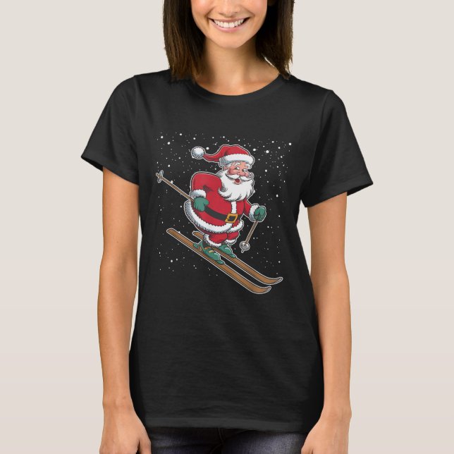 Camiseta Santa Claus Skiing Christmas Sports Xmas Holiday C (Anverso)