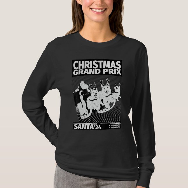 Camiseta Santa Claus Sleigh Carreras Retro Xmas Motor Sport (Anverso)