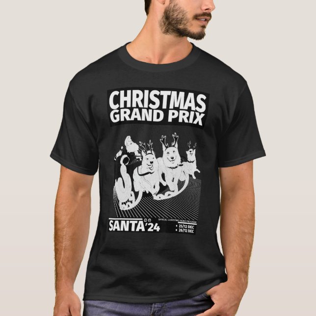 Camiseta Santa Claus Sleigh Carreras Retro Xmas Motor Sport (Anverso)