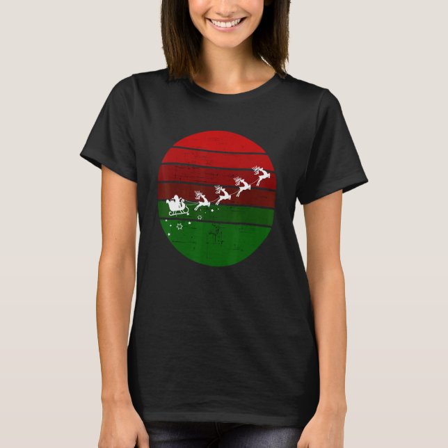 Camiseta Santa Claus Sleigh Flying Rendeer XMas Navidades R (Anverso)