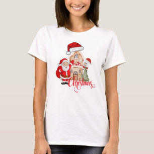 Camiseta Santa Claus, Snowman y Gingerbread House Classic