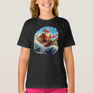 Camiseta Santa Claus Surfing Shredding Waves Chicas Camiset