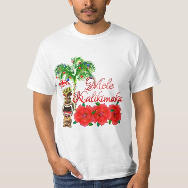 Camiseta Santa Claus Tiki Mele Kalikimaka (Anverso)