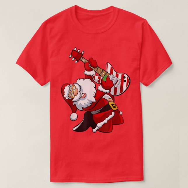 Camiseta Santa Claus toca guitarra a Navidades familiares (Diseño del anverso)