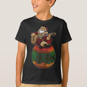 Camiseta Santa Claus toca guitarra en un adorno navideño