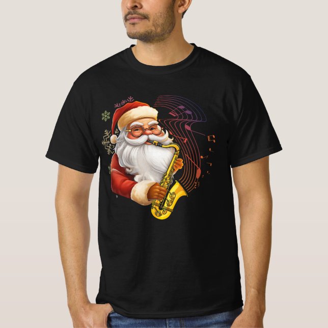 Camiseta Santa Claus toca música saxofónica (Anverso)