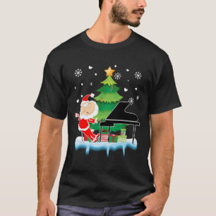 Camiseta Santa Claus toca piano navideño y pianista musical