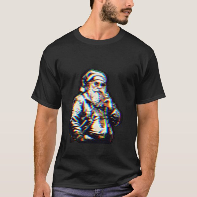 Camiseta santa claus Trippy Vaporwave navidades Techno Rave (Anverso)