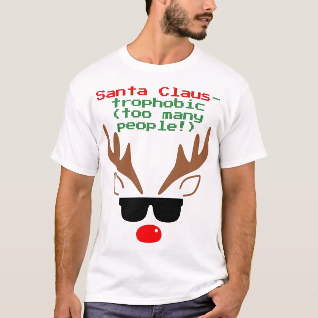 Camiseta Santa Claus-trofobic (¡Demasiada gente!) (Anverso)