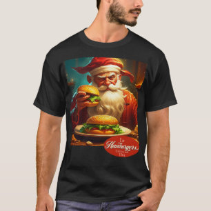 Camiseta Santa Claus vintage con hamburguesa