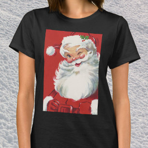 Camiseta Santa Claus vintage de Navidad, alegre y guiñando