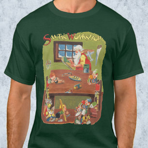 Camiseta Santa Claus vintage de Navidad con duendes en el t