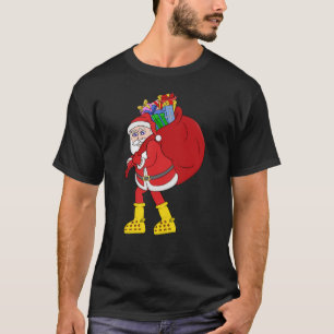 Camiseta Santa Claus viste grandes botes amarillos