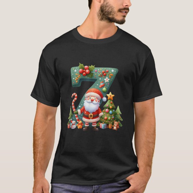 Camiseta Santa Claus With Christmas Tree And Candy Cane Sev (Anverso)