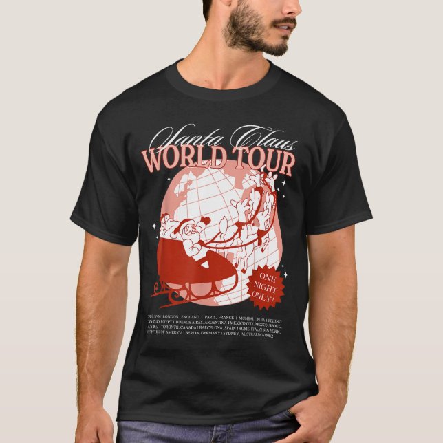 Camiseta Santa Claus World Tour Christmas Xmas Holiday Paja (Anverso)