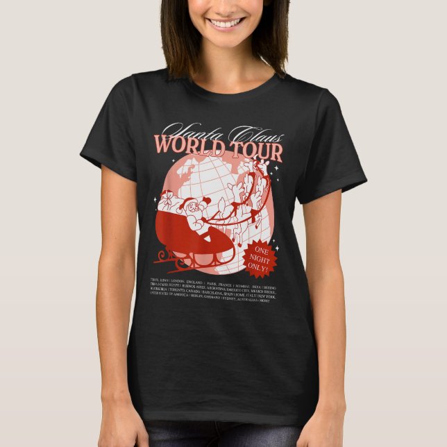 Camiseta Santa Claus World Tour Christmas Xmas Holiday Paja (Anverso)