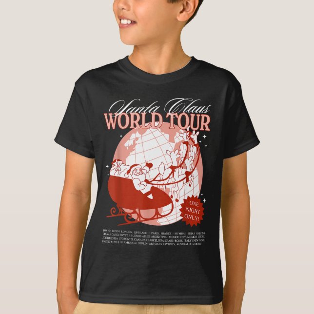 Camiseta Santa Claus World Tour Christmas Xmas Holiday Paja (Anverso)