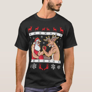 Camiseta Santa Claus y el brazo de renos luchando contra Cr