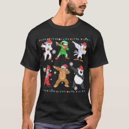Camiseta santa claus y elf y amigos bailando navidades