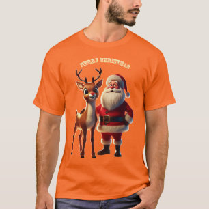 Camiseta Santa Claus y Rudolph, la URM de renos de nariz ro
