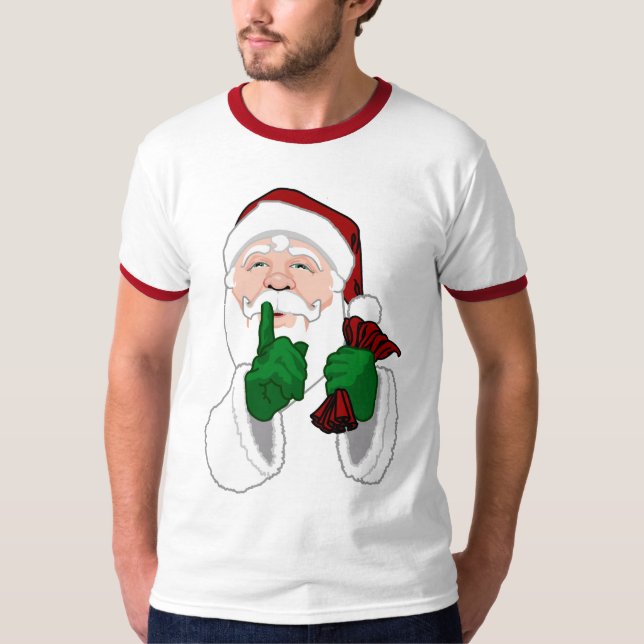 Camiseta Santa Clause Ringer T-Shirt Festive Santa Shirt (Anverso)