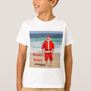 Camiseta Santa Cláusula en la playa más cálida desearía un