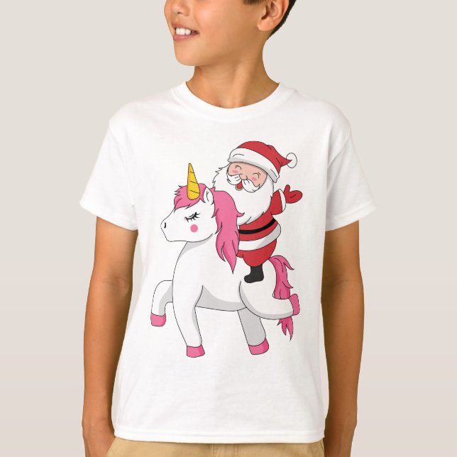 Camiseta santa clausura montando unicornio (Anverso)