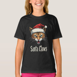 Camiseta Santa Claws Angry Cat Christmas - Funny Christmas