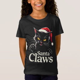Camiseta Santa Claws – Diseño divertido de gato negro de Na