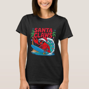 Camiseta Santa Claws Langosta Divertida De Navidad Con Palm