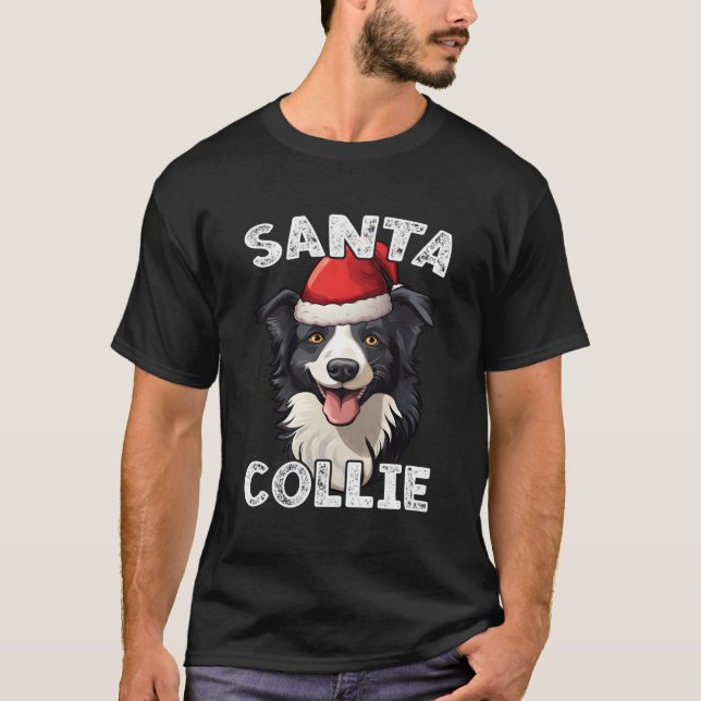 Camiseta Santa Collie Funny Navidades Frontera Collie (Anverso)